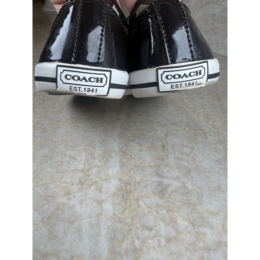 Coach Tan/ Brown Monogram Lace Up Sneakers Size 7 - Picture 4 of 7